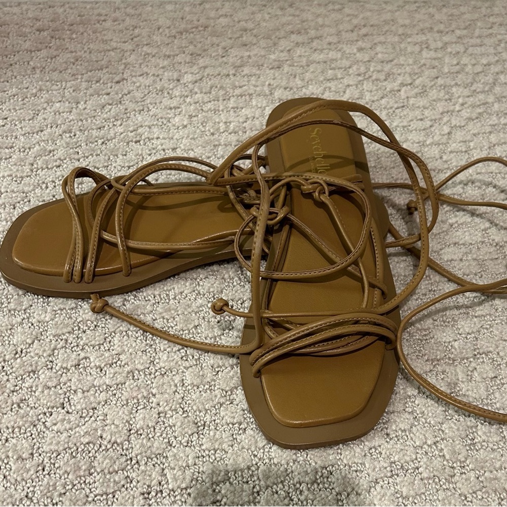 Seychelles Gladiator Tan Lace-Up Sandals